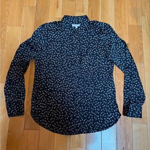 Equipment Black and White Floral Satin Blouse